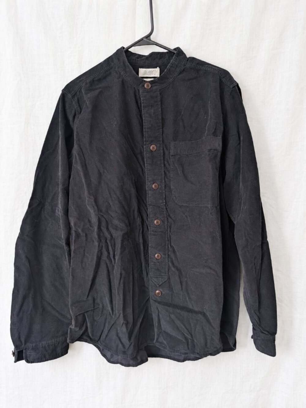 TOAST UK Charcoal Cotton Band Collar Shirt Size L Unisex